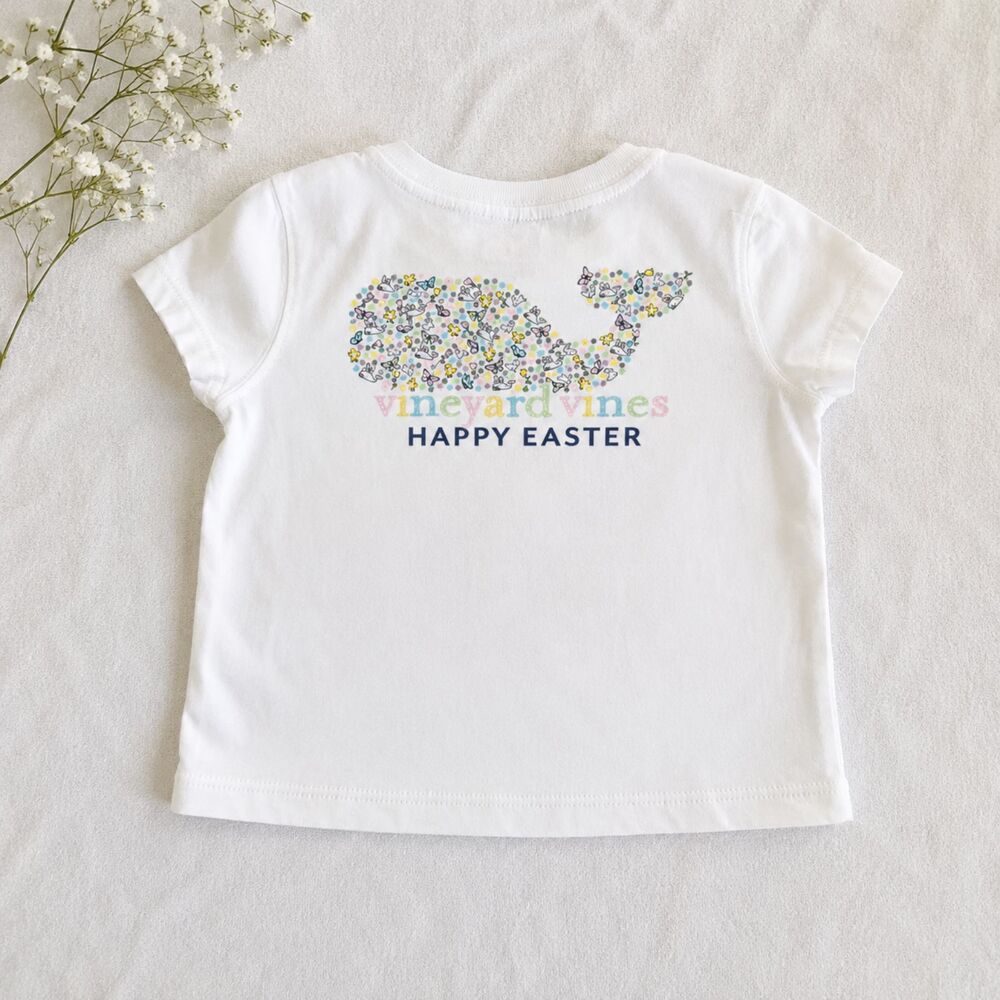 Vineyard Vines Happy Easter Whale Pocket‎ Tee Kids 3T White Preppy Coastal Shirt